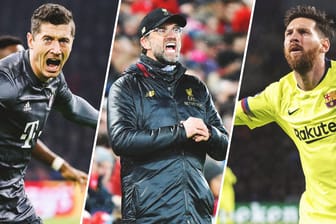 Alle kämpfen um den Titel: Robert Lewandowski (l.), Jürgen Klopp (m.) und Lionel Messi.