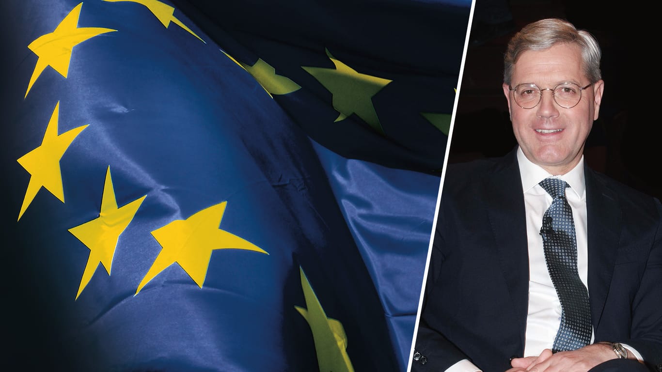 Norbert Röttgen und die EU-Flagge: Der CDU-Außenpolitiker hat mit eigenen Vorschlägen auf Emmanuel Macrons EU-Appell geantwortet.