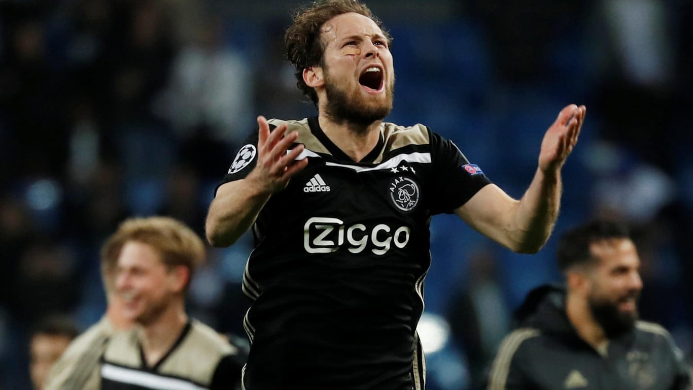 Ajax-Spieler Daley Blind: Ajax feiert den Champions-League-Sieg gegen Seriengewinner Real Madrid.