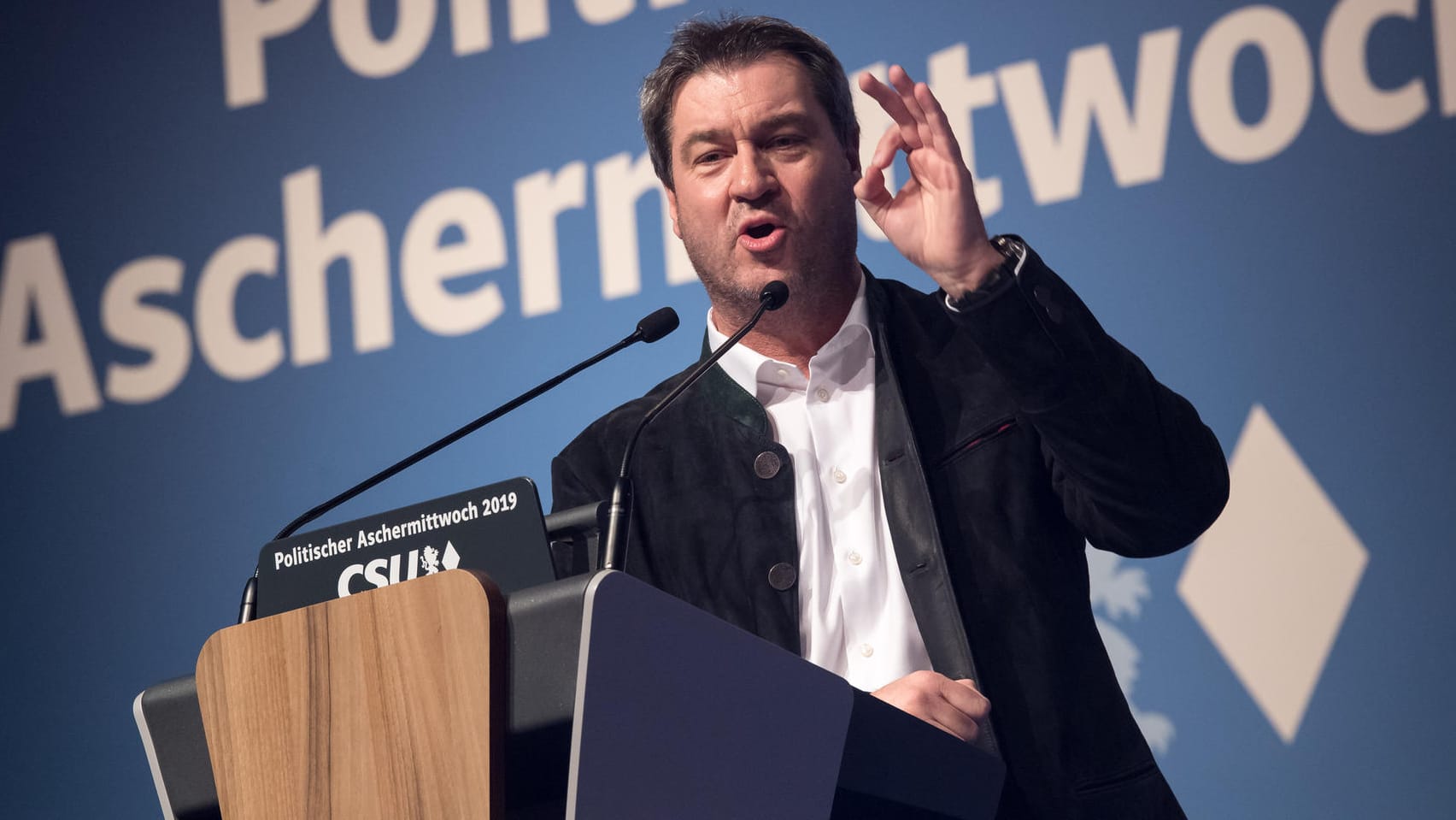 Bayern, Passau: Markus Söder, CSU-Parteivorsitzender und Ministerpräsident von Bayern, spricht beim politischen Aschermittwoch der CSU.