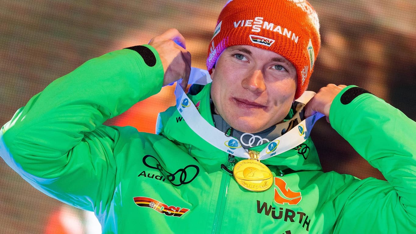 Benedikt Doll holte bei der letzten WM in Hochfilzen den Titel im Sprintrennen.