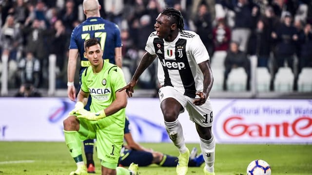 Youngster Moise Kean traf doppelt für Juventus Turin.