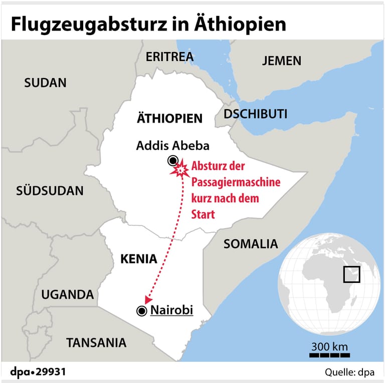 Flugzeugabsturz in Äthiopien: Die Boeing war auf dem Weg nach Nairobi.
