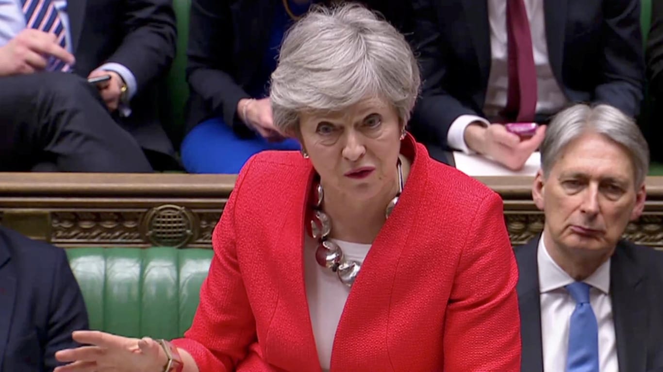 Theresa May spricht im Parlament: Bis zuletzt warb sie für ihren Brexit-Deal.