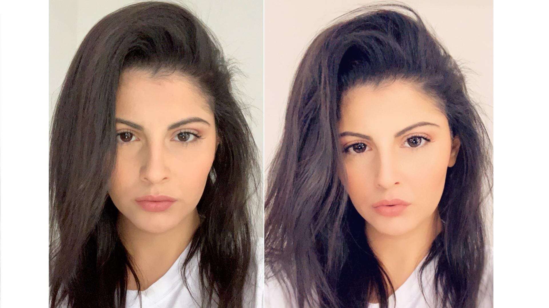 "Beauty"-Filter im Selbsttest: Beide Bilder wurden in einem Abstand von 20 Sekunden aufgenommen. Rebeccas Fahndungsfoto wurde höchstwahrscheinlich mit diesem oder einem ähnlichen Filter digital bearbeitet.