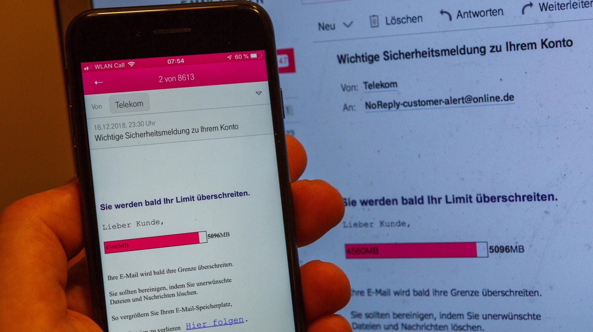 Mit einer gefälschten Telekom-Nachricht versuchten die Betrüger persönliche Informationen zu ergattern.