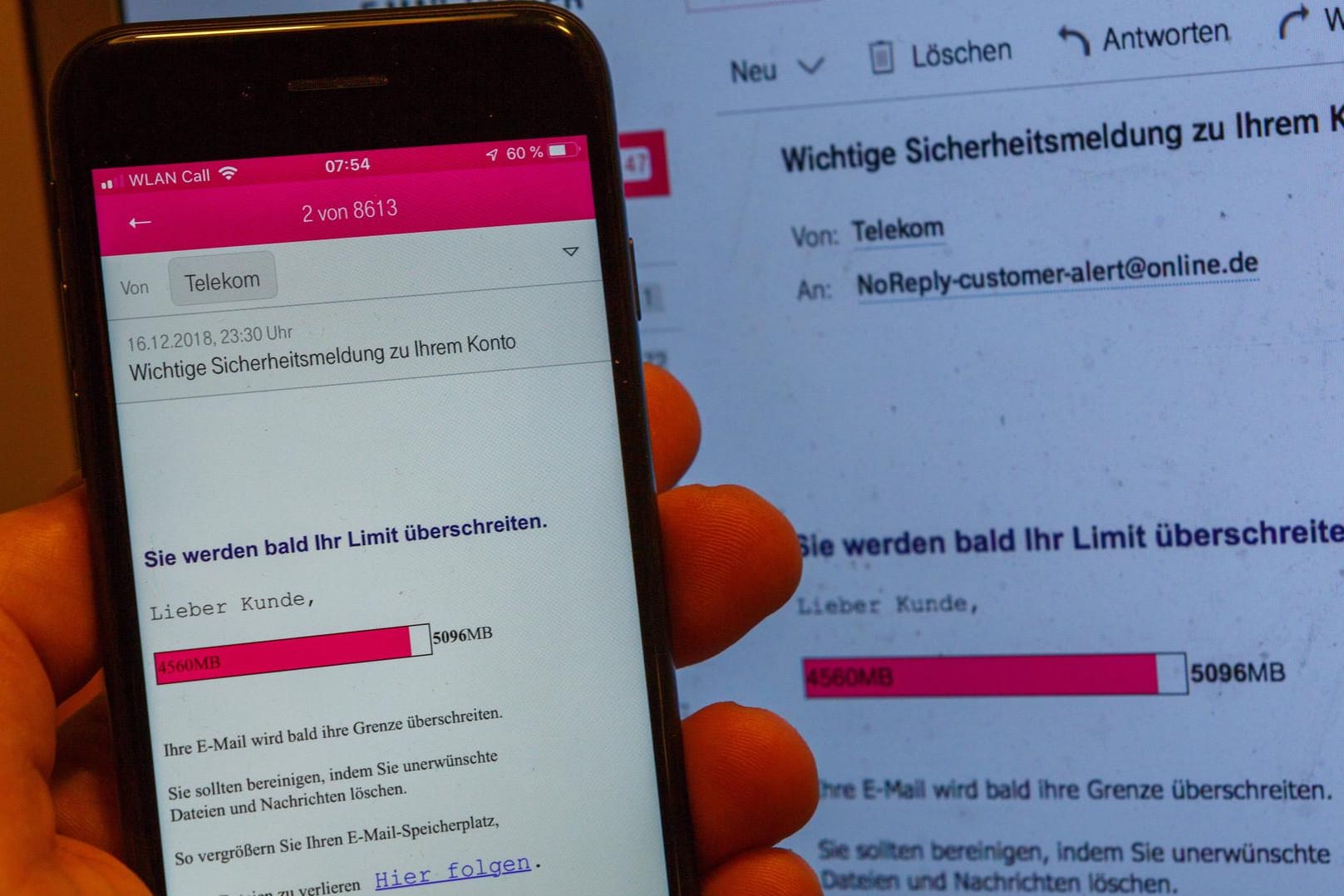 Mit einer gefälschten Telekom-Nachricht versuchten die Betrüger persönliche Informationen zu ergattern.