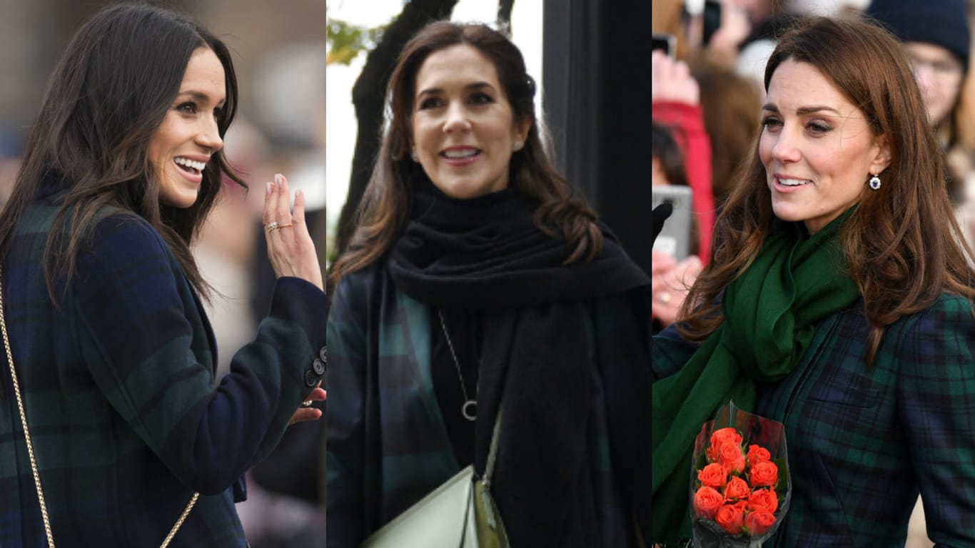 Meghan, Mary und Kate: Sie alle lieben den blau-grün-karierten Look.