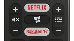 Die Knöpfe für Netflix, Windows und Rakuten befinden sich in der Mitte der Philips-Fernbedienung.