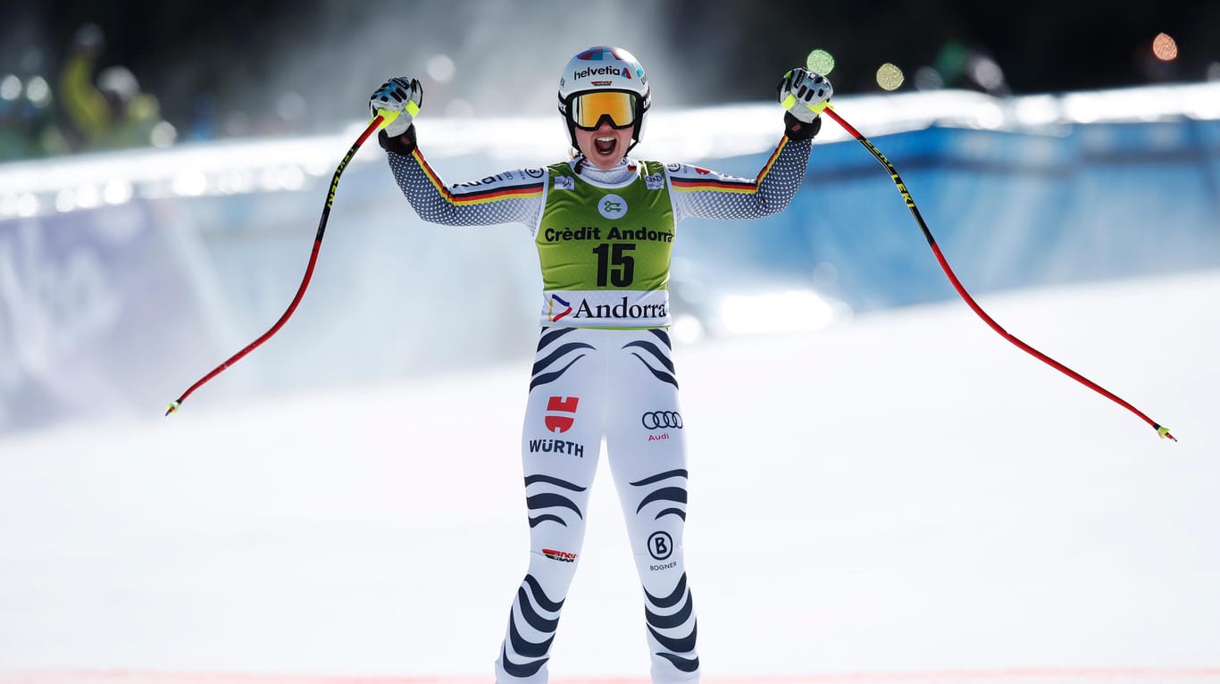 Großer Jubel im Ziel: Nach über einem Jahr gewinnt Viktoria Rebensburg wieder ein Weltcuprennen.