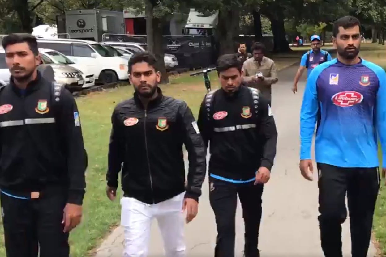 Mitglieder der Kricket-Nationalmannschaft von Bangladesh in Christchurch: Das Team entkam knapp dem Anschlag auf zwei Moscheen in der neuseeländischen Stadt.