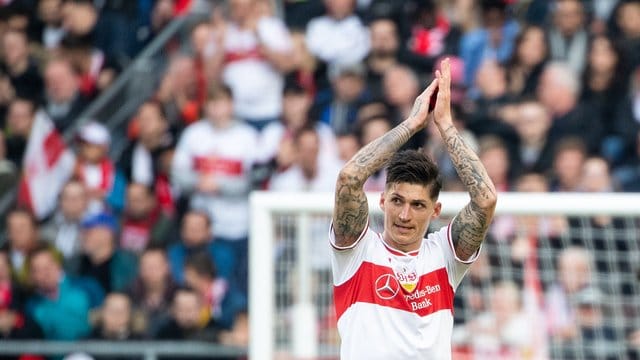 Sorge mit seinem Torjubel für Ärger bei den Hoffenheiner Fans: Stuttgarts Steven Zuber. Sorge mit seinem Torjubel für Ärger bei den Hoffenheiner Fans: Stuttgarts Steven Zuber.