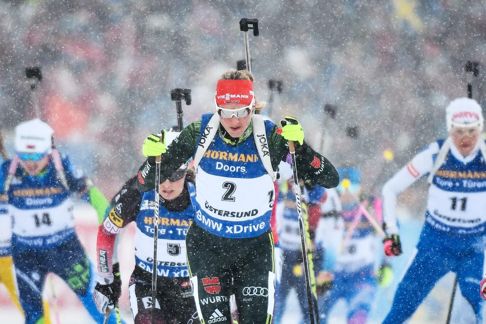 Biathlon-WM in Östersund: Denise Herrmann auf der Strecke.