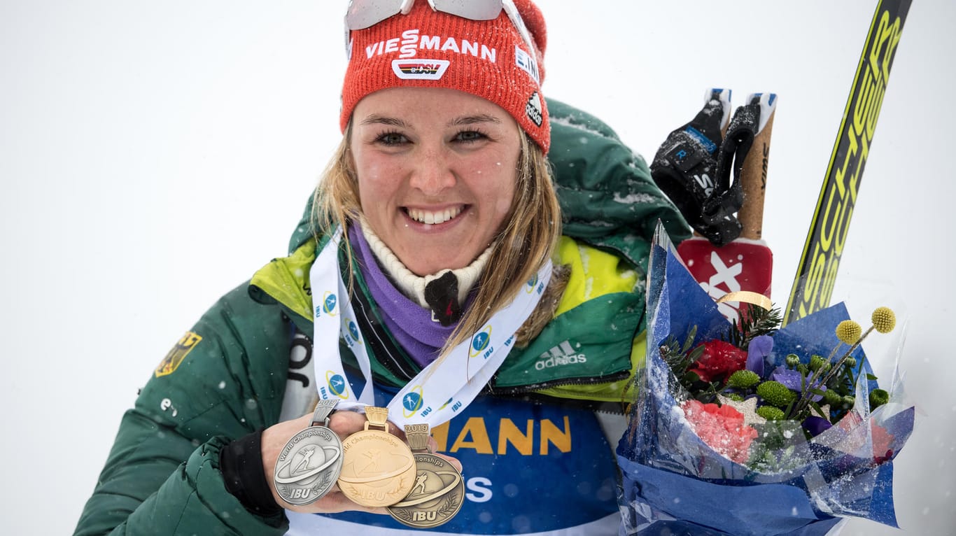 Denise Herrmann: Die Biathletin hat bei der WM in Östersund insgesamt drei Medaillen gewonnen.