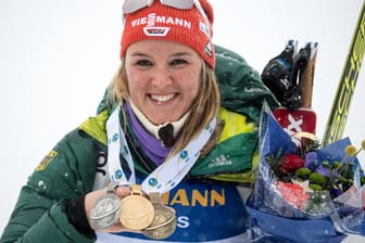 Denise Herrmann: Die Biathletin hat bei der WM in Östersund insgesamt drei Medaillen gewonnen.