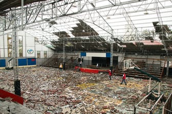 Die Überreste der Sportarena in Beira nach dem Wirbelsturm in Mosambik.