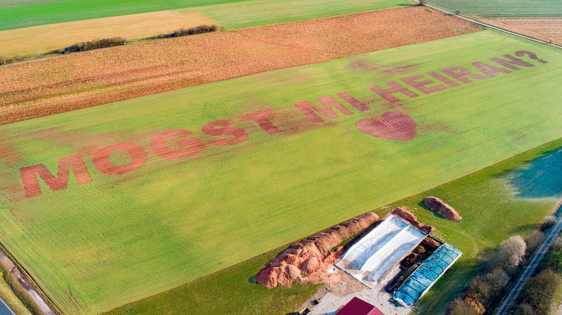 Landwirt sät Heiratsantrag: "Mogst mi heiran?", fragte Landwirt Florian Weiß aus der Oberpfalz seine Freundin.