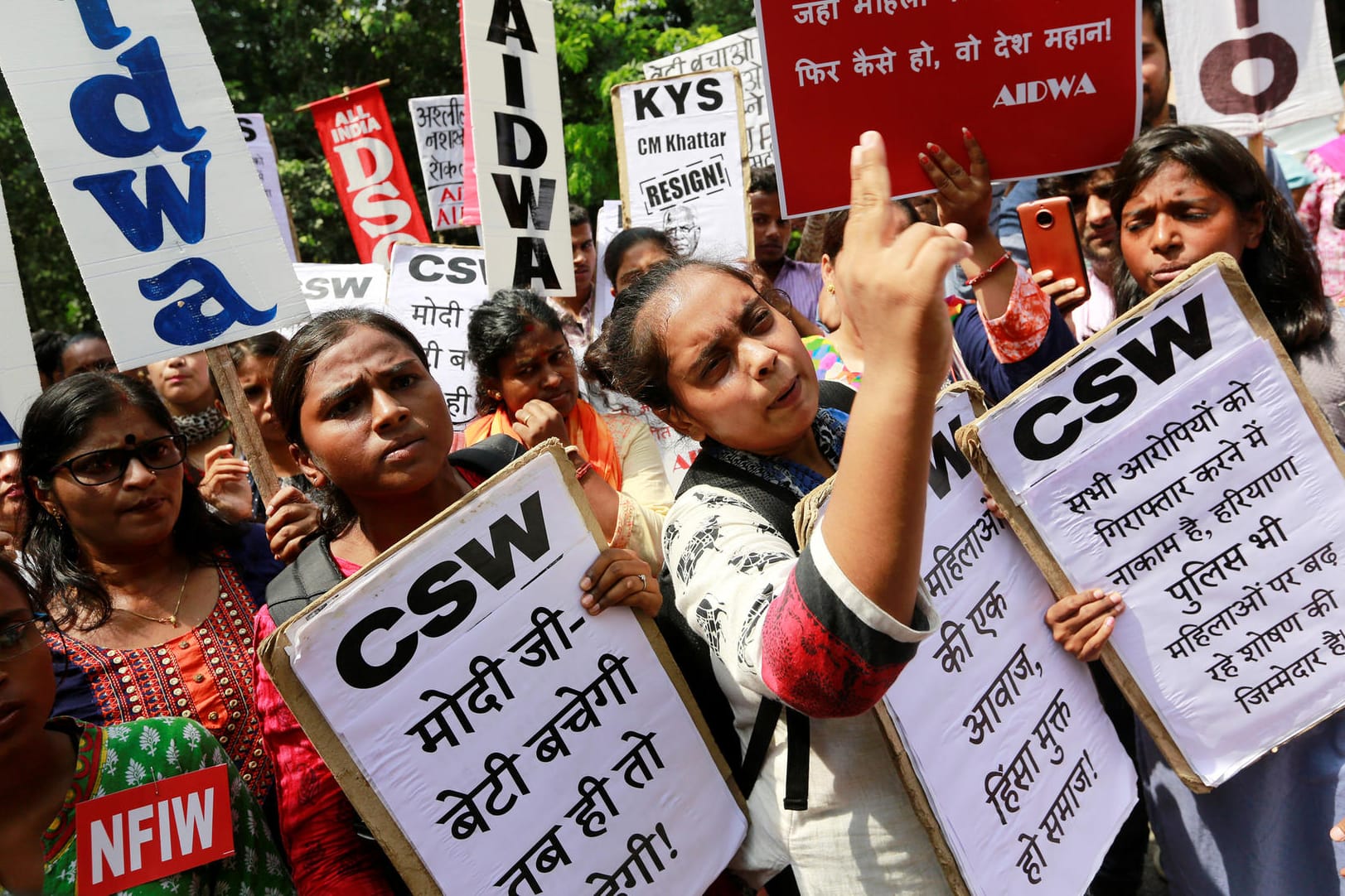 Archivbild: Demonstranten fordern in Neu-Delhi einen besseren Schutz von Frauen.