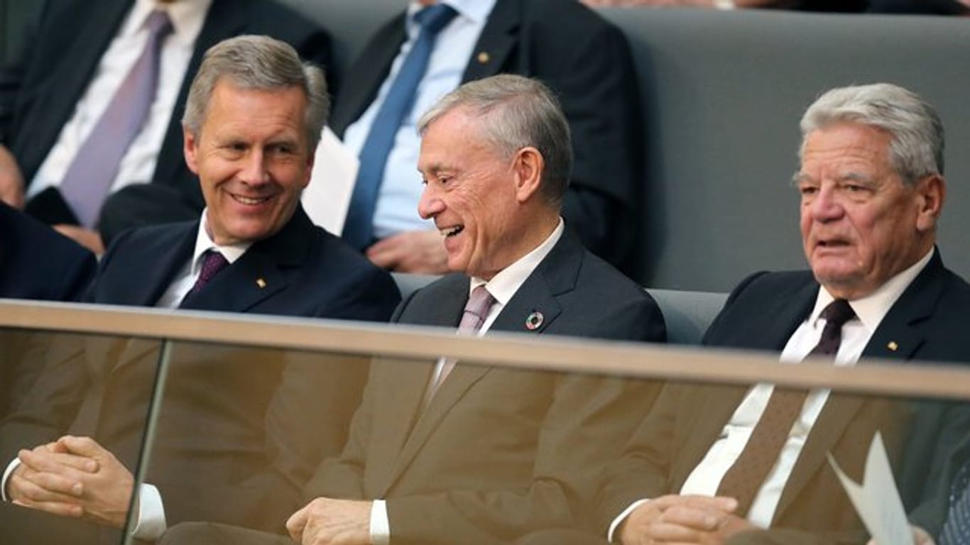 Die Ex-Bundespräsidenten Christian Wulff (l-r), Horst Köhler und Joachim Gauck bei einer Gedenkstunde im Bundestag.