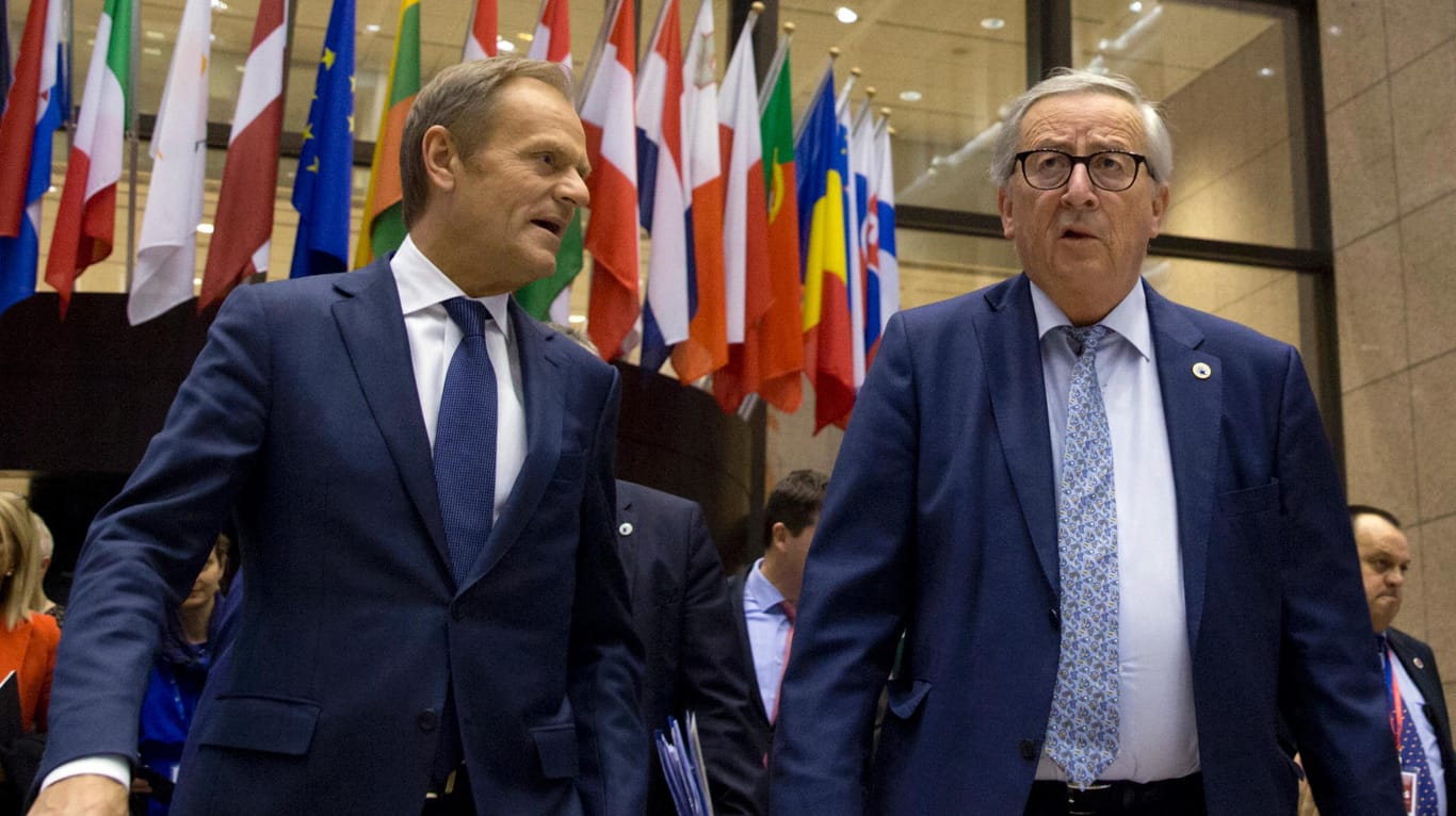 Jean-Claude Juncker, Donald Tusk: Die EU will den Brexit-Termin verschieben und stellt Bedingungen an Großbritannien.