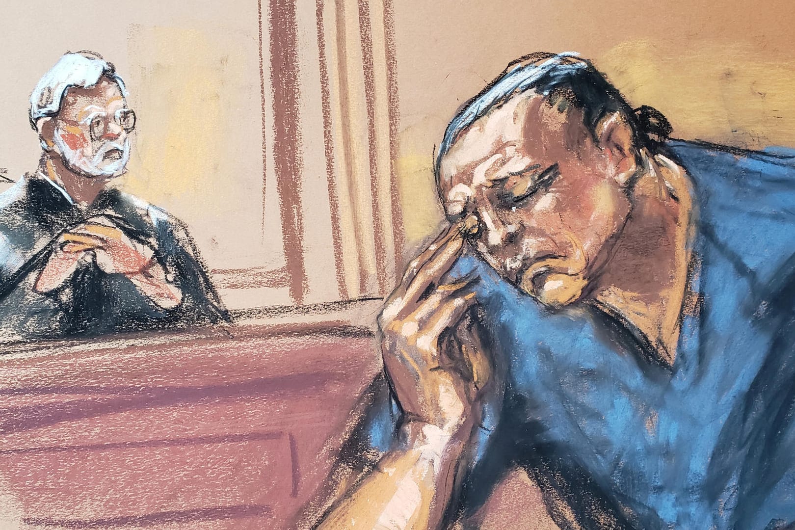 Eine Gerichtszeichnung des Angeklagten: Die Ermittler beschuldigen Cesar Sayoc, insgesamt 16 Päckchen versandt zu haben.