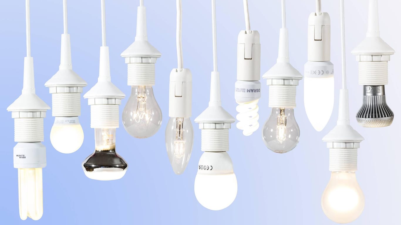 In deutschen Haushalten gibt es mitlerweile eine Vielzahl verschiedener Leuchtmittel: LED, klassische Glühlampe, Halogenlampe, Engergiesparlampe.
