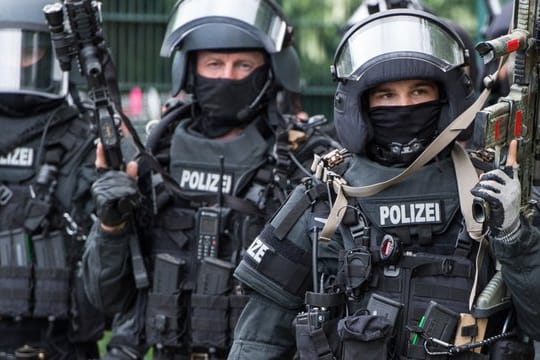 Antiterror-Übung eines Spezialeinsatzkommandos der Frankfurter Polizei.