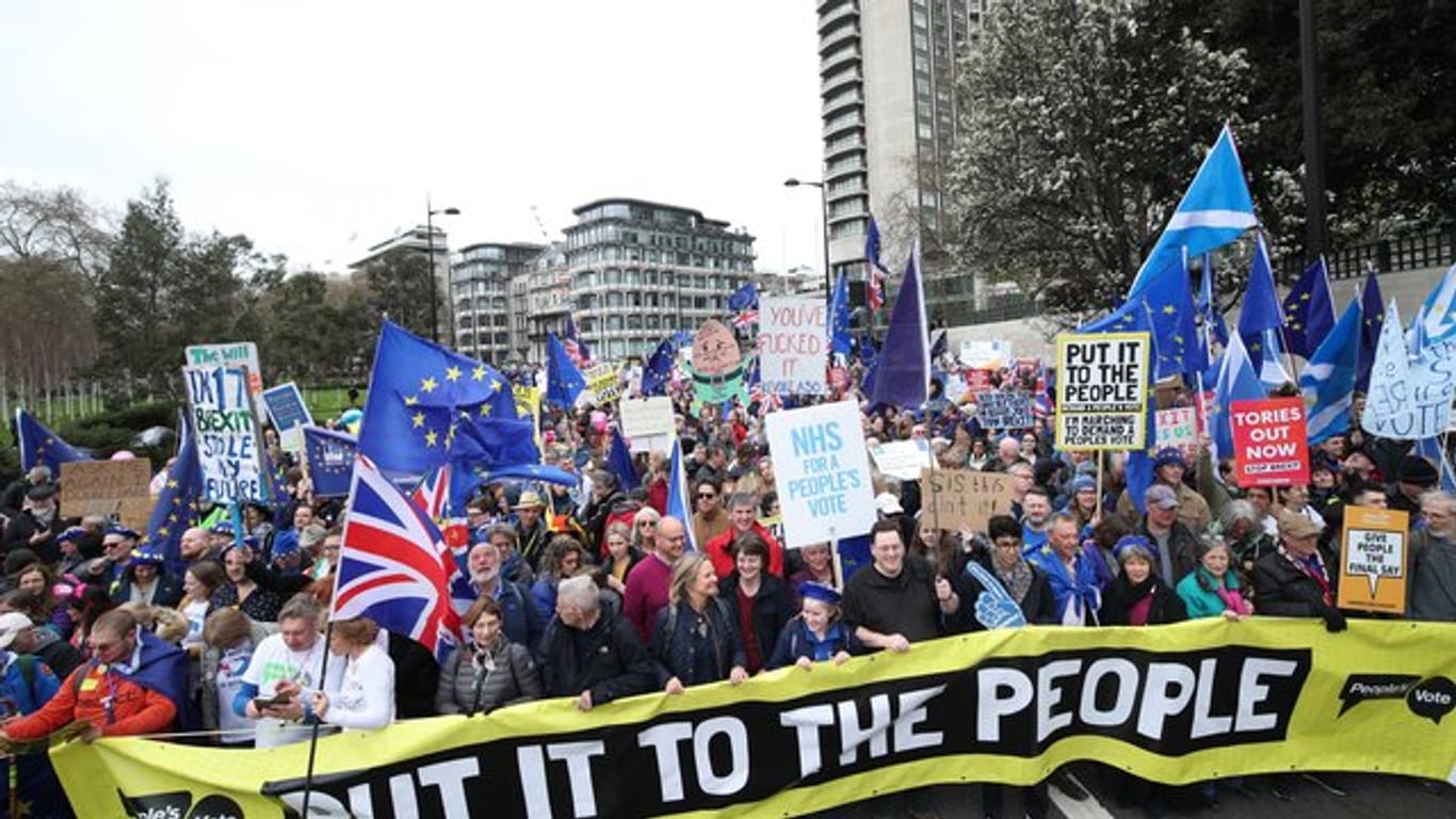 Anti-Brexit-Aktivisten demonstrieren in London.