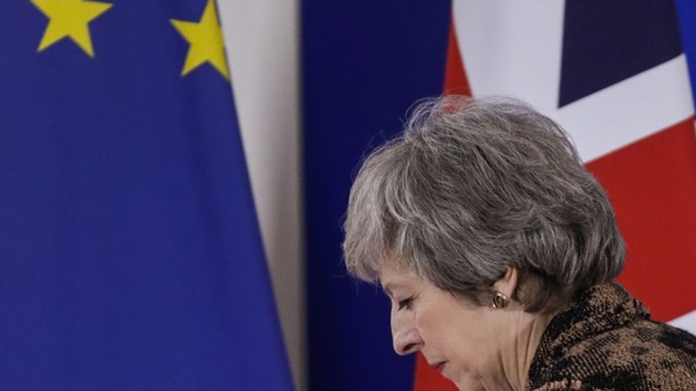 Theresa May, Premierministerin von Großbritannien, bei einer Pressekonferenz während des EU-Gipfels.