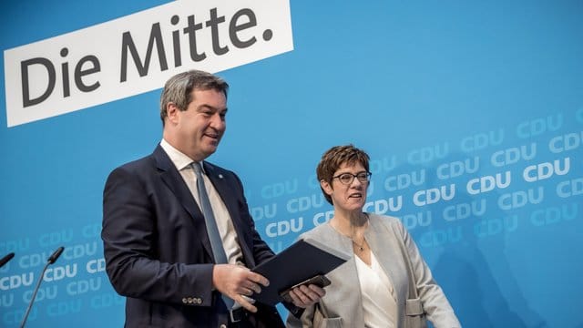 CSU-Chef Markus Söder und CDU-Chefin Annegret Kramp-Karrenbauer in Berlin. CSU-Chef Markus Söder und CDU-Chefin Annegret Kramp-Karrenbauer in Berlin.