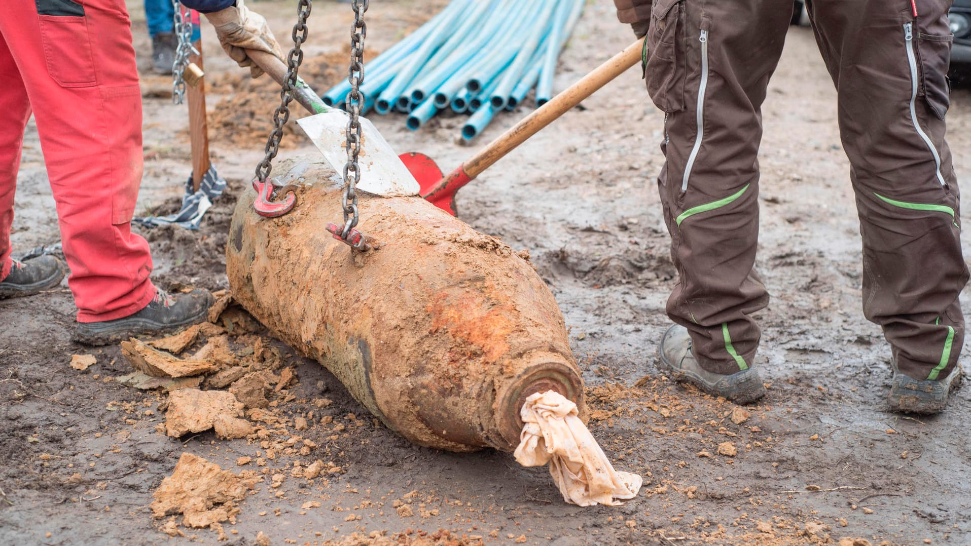 Die entschärfte Fliegerbombe: Sie wiegt etwa 250 Kilogramm.