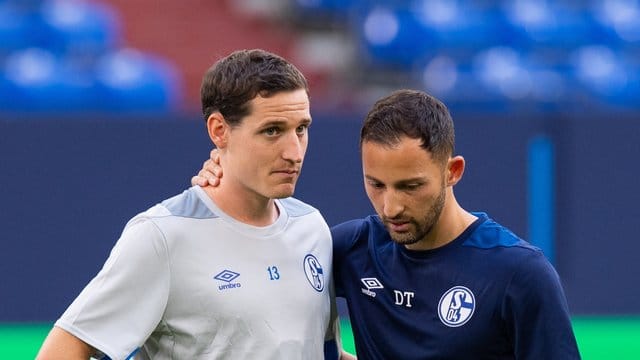 Sebastian Rudy (l) im Gespräch mit Trainer Domenico Tedesco.