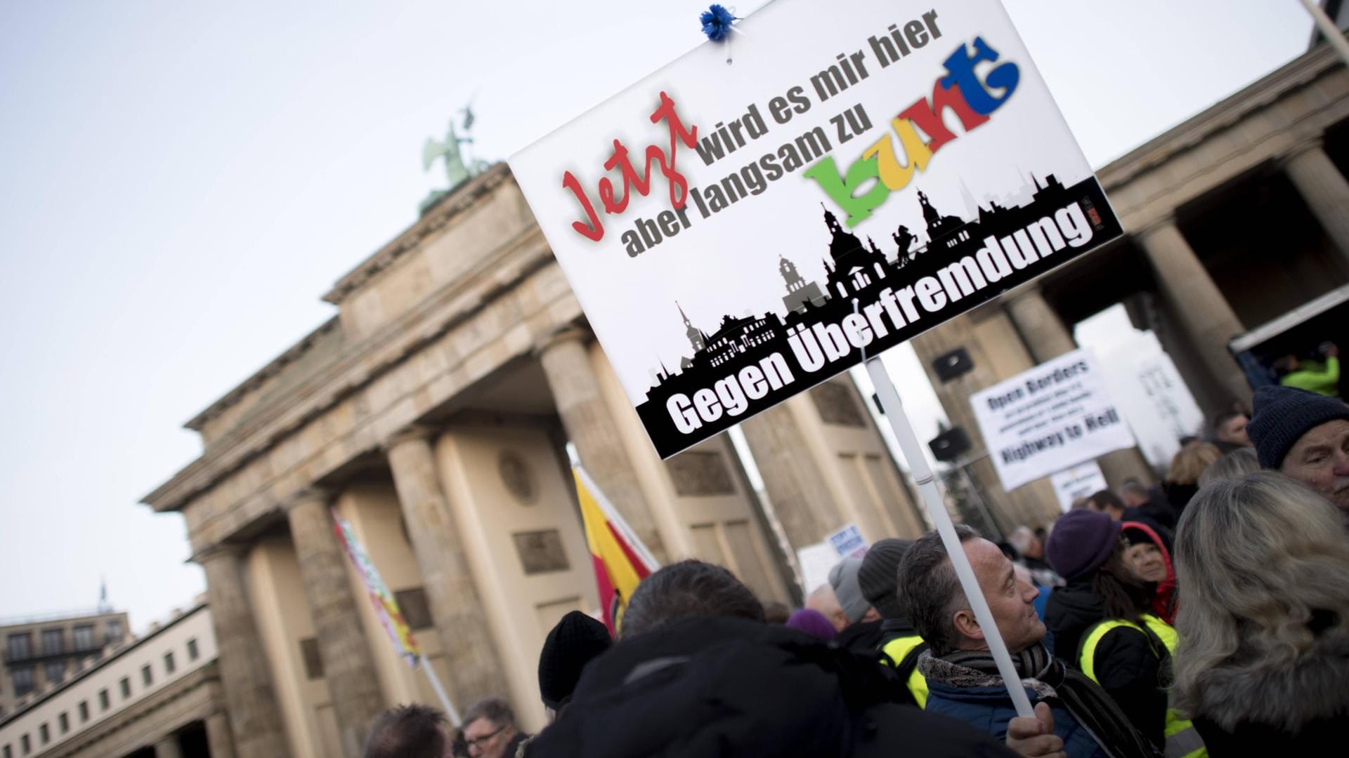 Pegida-Demonstration in Berlin: Auch unter den Rechtspopulisten gibt es einige Ausländer.