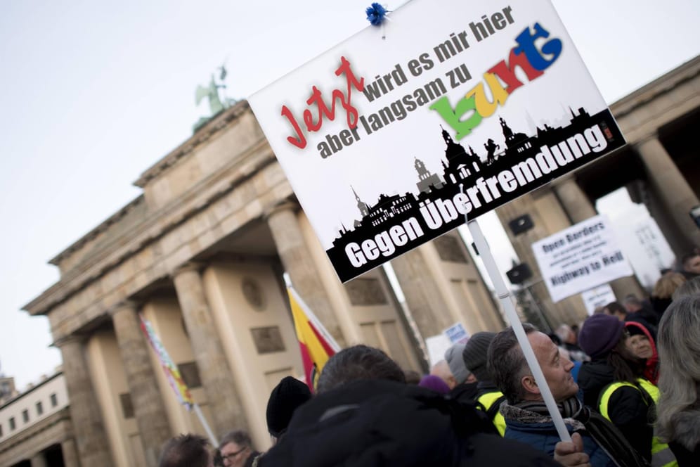 Pegida-Demonstration in Berlin: Auch unter den Rechtspopulisten gibt es einige Ausländer.