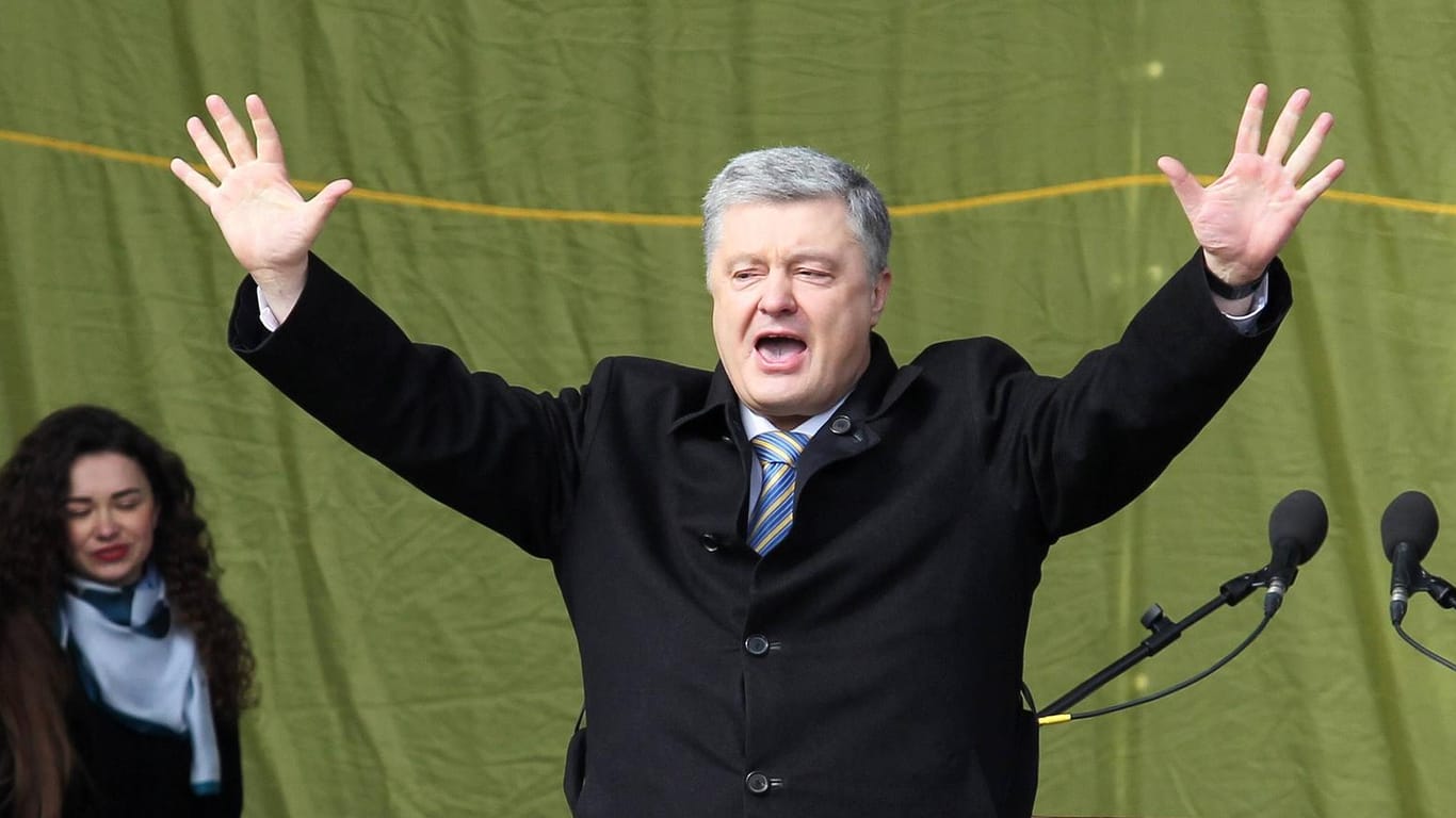 Petro Poroschenko bei einer Wahlkampfveranstaltung: Der ukrainische Präsident bewirbt sich für eine weitere Amtszeit.