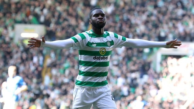 Celtic Glasgows Odsonne Edouard feiert das erste Tor seiner Mannschaft. Celtic Glasgows Odsonne Edouard feiert das erste Tor seiner Mannschaft.