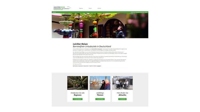 Inspiration für einen Urlaub in Deutschland können sich Menschen mit Behinderung auf der Website www. Inspiration für einen Urlaub in Deutschland können sich Menschen mit Behinderung auf der Website www.