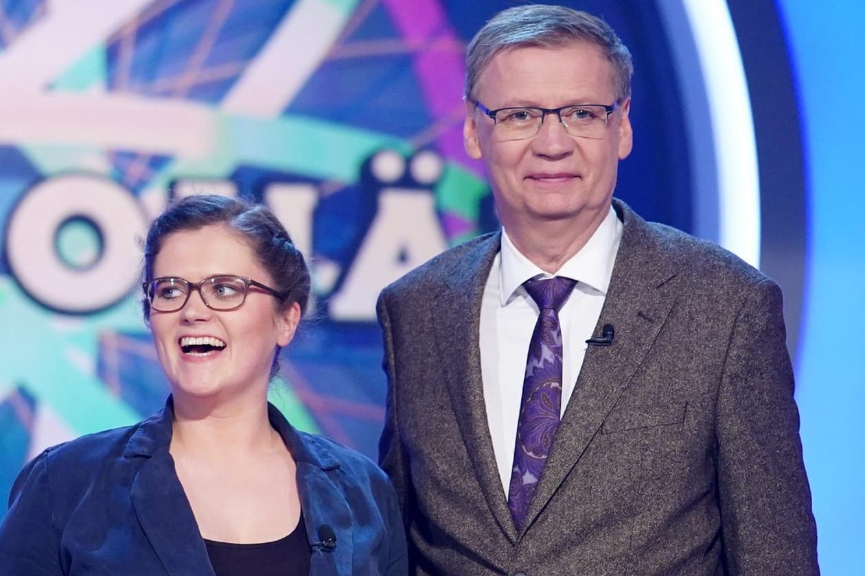 Zwei super Sexologen: Moderator Günther Jauch mit Kandidatin Jill Tammling.