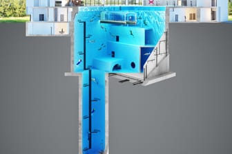 Polen: Die Computergrafik zeigt den tiefsten Pool der Welt, der 45 Meter tief in den Abgrund reichen soll.