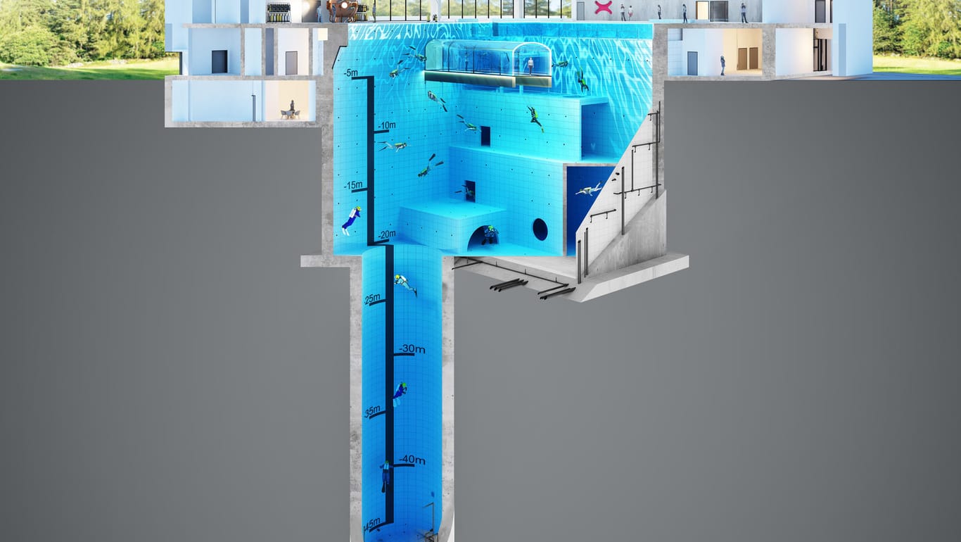 Polen: Die Computergrafik zeigt den tiefsten Pool der Welt, der 45 Meter tief in den Abgrund reichen soll.