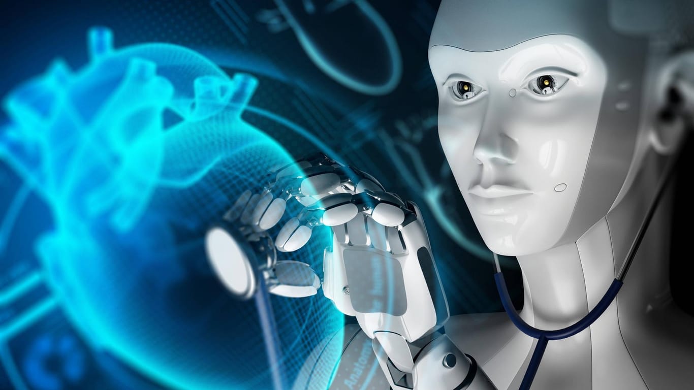 Ein Roboter untersucht ein holografisches Herz: Deutschland sollte mehr in Zukunftstechnologien investieren, so BVMW-Präsident Ohoven.
