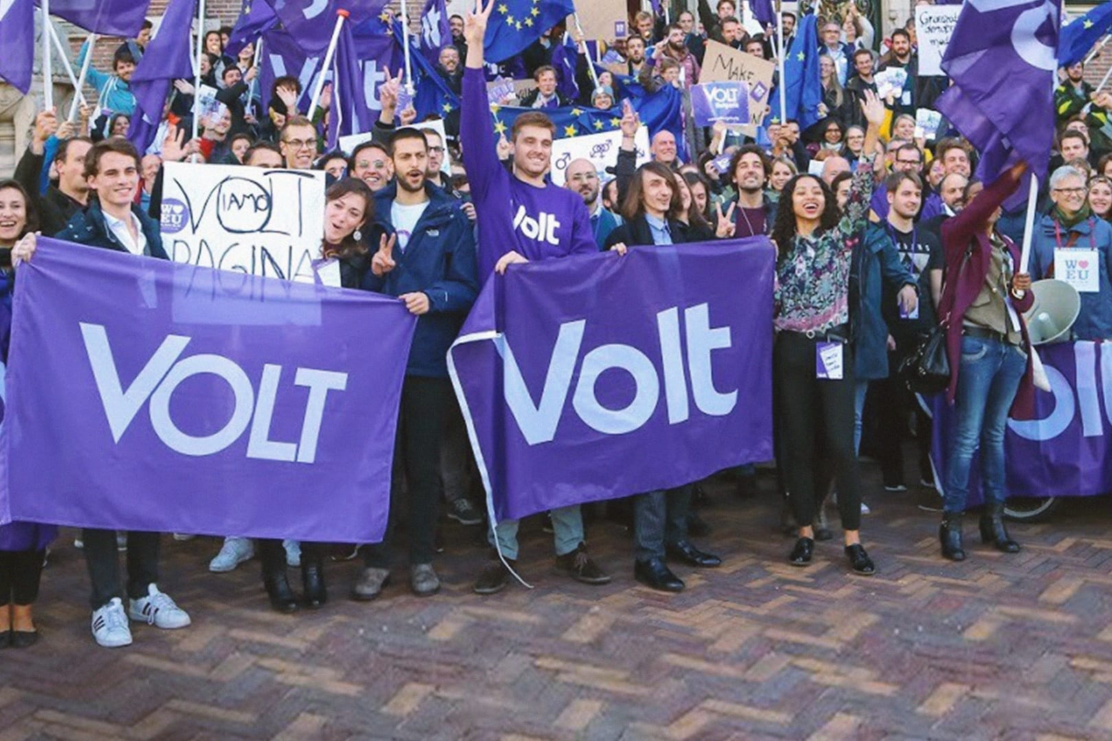 Foto einer Volt-Parteiveranstaltung: Die Partei hat laut Wissenschaftlern ein großes Potenzial