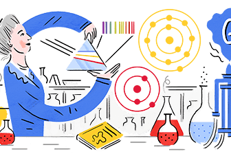 Zeichnung von Hedwig Kohn im Labor: Das heutige Doodle wurde von der Hamburger Künstlerin Carolin Löbbert kreiert.
