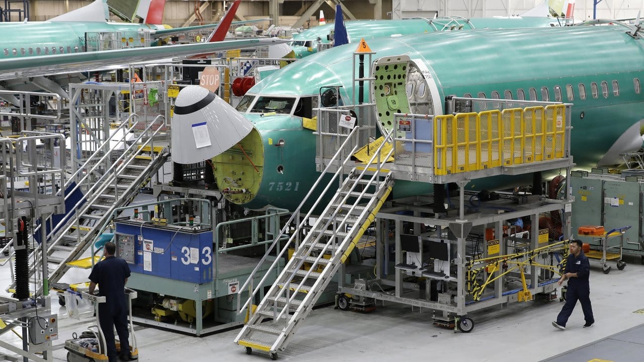 Bau einer 737 Max 8 im Boeing-Werk Renton im US-Staat Washington.