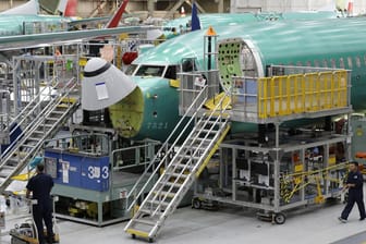 Bau einer 737 Max 8 im Boeing-Werk Renton im US-Staat Washington.