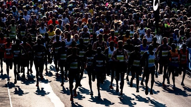 Die Läufer starten in Hannover zum Marathon.