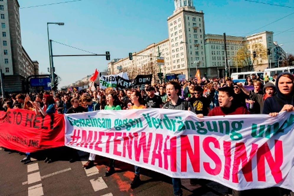 Demonstration gegen steigende Mieten in Berlin.