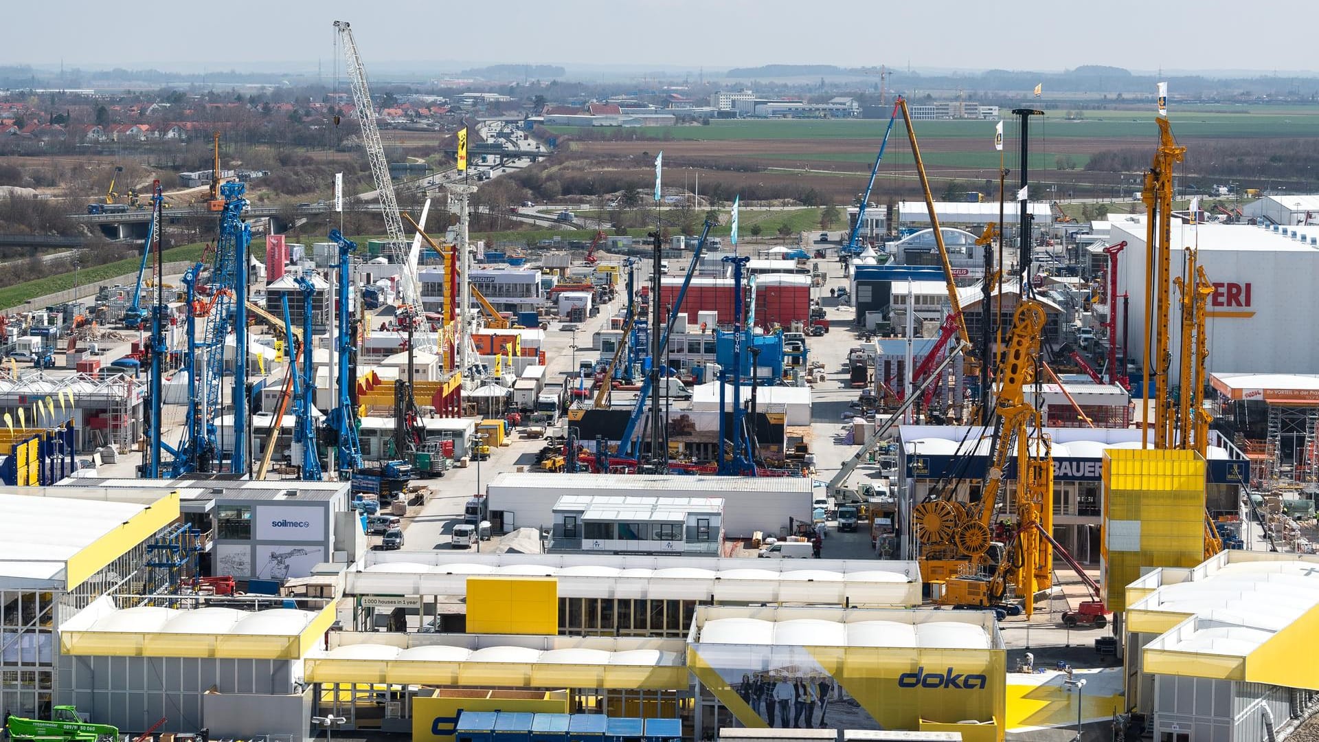 Das Gelände der Bauma: Die weltgrößte Fachmesse für Baumaschinen findet vom 8. April bis zum 14. April 2019 statt.