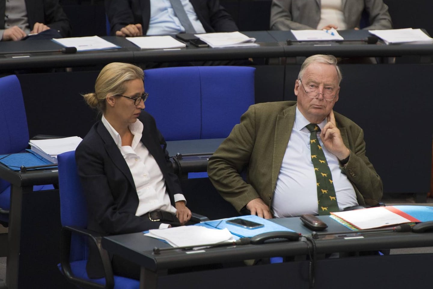Die beiden Vorsitzenden der AfD-Bundestagsfraktion Alexander Gauland und Alice Weidel bei einer Plenarsitzung im Deutschen Bundestag: Die Partei will jetzt einen dritten Kandidaten vorschlagen für das Amt des Vizepräsidenten des Parlaments.