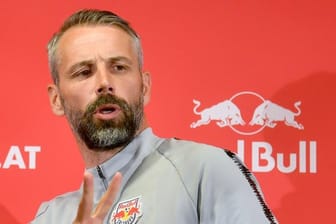 Marco Rose, aktuell Trainer von Red Bull Salzburg, bei der Pressekonferenz zum Thema "Zukunft von Trainer Marco Rose".